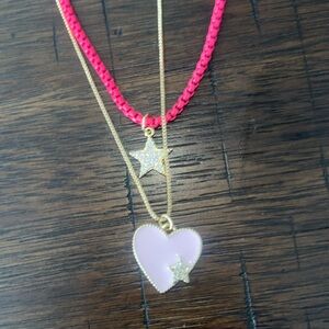 Pink Heart Star Necklace